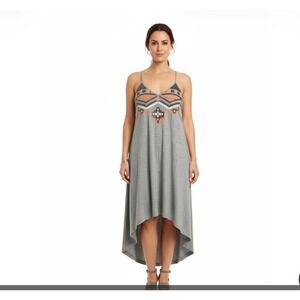 Express Gray Tribal Sequin Embellished Midi Dress Spaghetti Strap Women's Size S